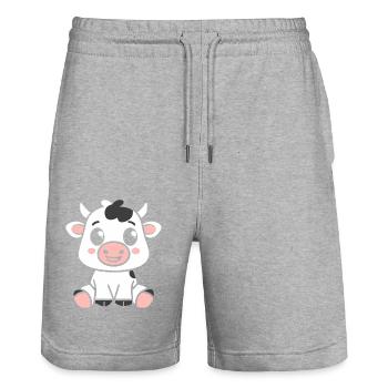 cow - Stanley/Stella Trainer Unisex Organic Jogging Shorts - heather grey - Front - Nik (191cm) & Marisol (170cm)