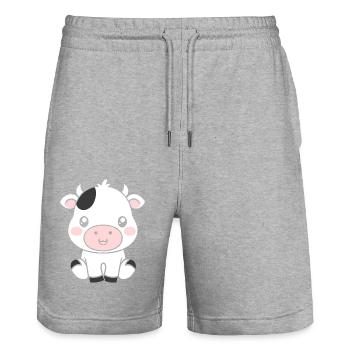 cow - Stanley/Stella Trainer Unisex Organic Jogging Shorts - heather grey - Front - Nik (191cm) & Marisol (170cm)