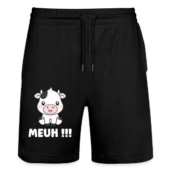 cow - Stanley/Stella Trainer Unisex Organic Jogging Shorts - black - Front - Nik (191cm) & Marisol (170cm)