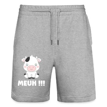 cow - Stanley/Stella Trainer Unisex Organic Jogging Shorts - heather grey - Front - Nik (191cm) & Marisol (170cm)