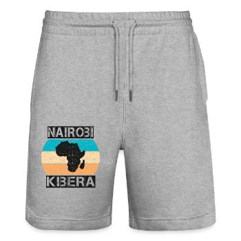 Nairobi Kibera Afrika vintage sunset Stil - Stanley/Stella Unisex Bio Joggingshorts Trainer  - Grau meliert - Vorne - Nik (191cm) & Marisol (170cm)