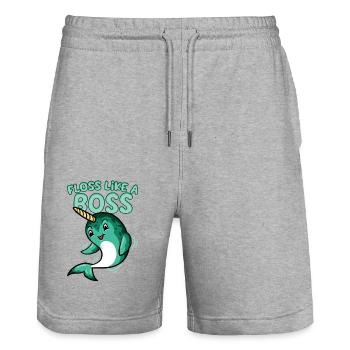 Zahnseide Wie Ein Herren T-Shirt Zahnseide Tanz Narwal - Stanley/Stella Unisex Bio Joggingshorts Trainer  - Grau meliert - Vorne - Nik (191cm) & Marisol (170cm)
