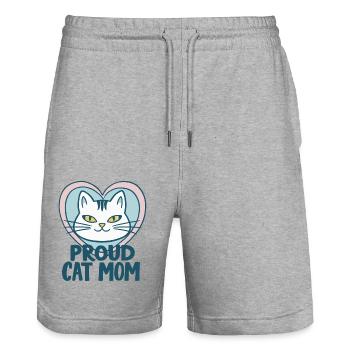 STOLZE KATZENMAMA - Stanley/Stella Unisex Bio Joggingshorts Trainer  - Grau meliert - Vorne - Nik (191cm) & Marisol (170cm)