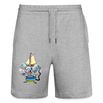 Ratte Ratten Segelschiff Seefahrer Matrosen Ahoi - Stanley/Stella Unisex Bio Joggingshorts Trainer  - Grau meliert - Vorne - Nik (191cm) & Marisol (170cm)