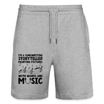 Musicien Auteur-compositeur Chanteur Musicien Musique Musique Pr - Short de jogging bio TRAINER Stanley/Stella unisexe - gris chiné - Devant - Nik (191cm) & Marisol (170cm)