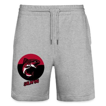 Salmon: Salm'On - Stanley/Stella Unisex Bio Joggingshorts Trainer  - Grau meliert - Vorne - Nik (191cm) & Marisol (170cm)