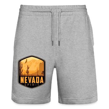 Logo Nevada Spirit - Short de jogging bio TRAINER Stanley/Stella unisexe - gris chiné - Devant - Nik (191cm) & Marisol (170cm)