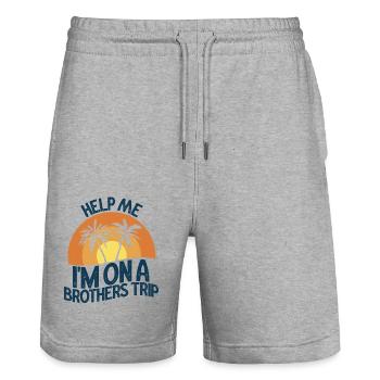 Geschwister Ich Bin Auf Einer Brüderreise - Stanley/Stella Unisex Bio Joggingshorts Trainer  - Grau meliert - Vorne - Nik (191cm) & Marisol (170cm)