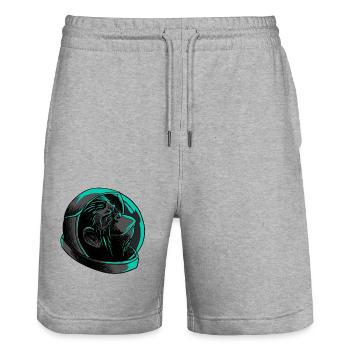 Cool Astronaut Monkey Head T-Shirt - Funny Ape - Stanley/Stella Trainer Unisex Organic Jogging Shorts - heather grey - Front - Nik (191cm) & Marisol (170cm)