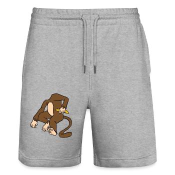 Monkey Body Holding A Banana Funny Ape Primate - Stanley/Stella Trainer Unisex Organic Jogging Shorts - heather grey - Front - Nik (191cm) & Marisol (170cm)