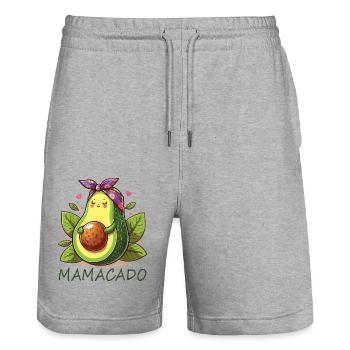 Mother's Day Avocado Lover Mamacado - Stanley/Stella Trainer Unisex Organic Jogging Shorts - heather grey - Front - Nik (191cm) & Marisol (170cm)