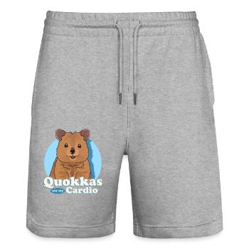 Quokka Kurzschwanzkänguru Quokkas Geschenk - Stanley/Stella Unisex Bio Joggingshorts Trainer  - Grau meliert - Vorne - Nik (191cm) & Marisol (170cm)