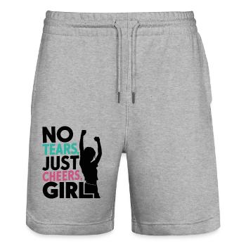 KEINE TRÄNEN, NUR PROST, MÄDCHEN - Stanley/Stella Unisex Bio Joggingshorts Trainer  - Grau meliert - Vorne - Nik (191cm) & Marisol (170cm)