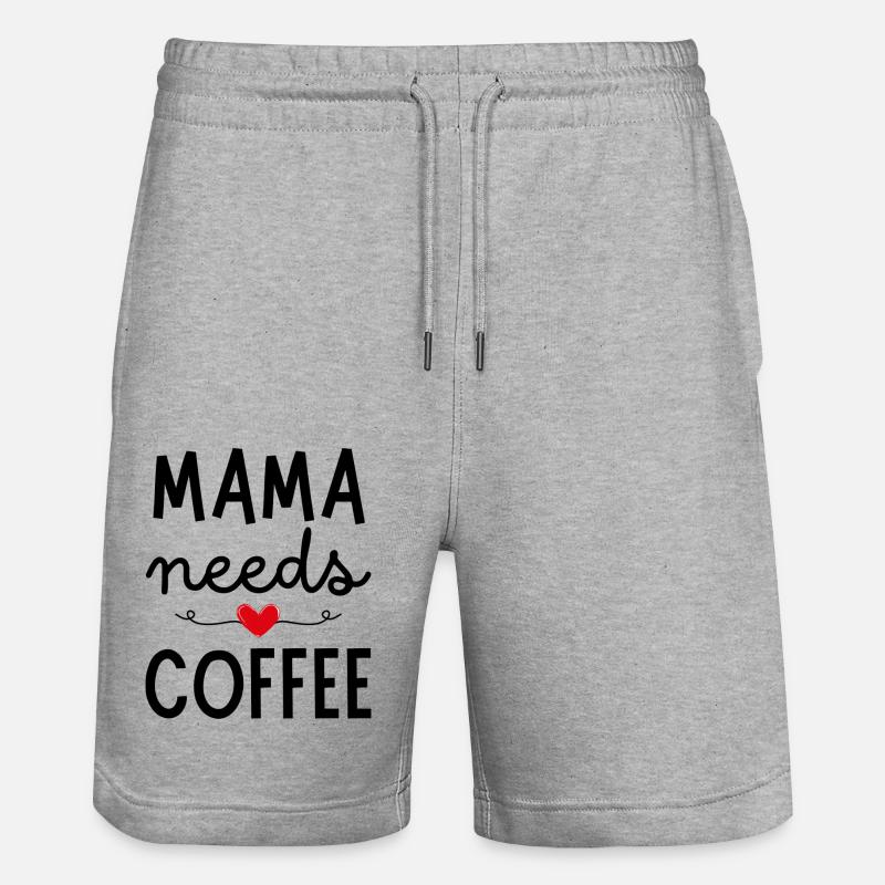 Mama needs Coffee - Stanley/Stella Unisex Bio Joggingshorts Trainer  - Grau meliert