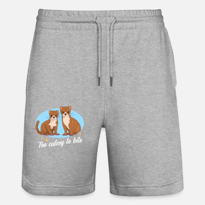 Wiesel Mauswiesel Hermännchen Geschenk - Stanley/Stella Unisex Bio Joggingshorts Trainer  - Grau meliert