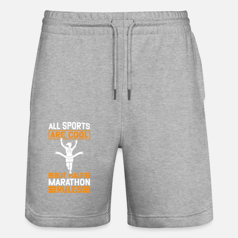 Demi-marathon Cadeau pour demi-marathon - Short de jogging bio TRAINER Stanley/Stella unisexe - gris chiné
