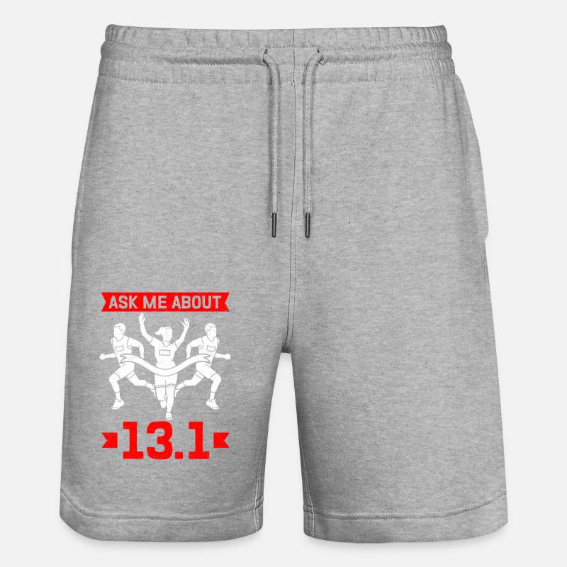 Halb-Marathon Halbmarathon Geschenk - Stanley/Stella Unisex Bio Joggingshorts Trainer  - Grau meliert