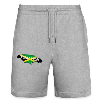Yeah Mon Jamaican Map Vintage Jamaica Reggae - Stanley/Stella Trainer Unisex Organic Jogging Shorts - heather grey - Front - Nik (191cm) & Marisol (170cm)
