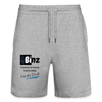 Binz für mich der schönste Ort der Welt- Rügen - Stanley/Stella Unisex Bio Joggingshorts Trainer  - Grau meliert - Vorne - Nik (191cm) & Marisol (170cm)