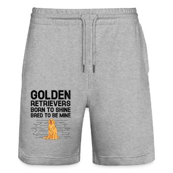 Golden Retriever Born To Shine Gezüchtet, um Mine zu sein GR - Stanley/Stella Unisex Bio Joggingshorts Trainer  - Grau meliert - Vorne - Nik (191cm) & Marisol (170cm)