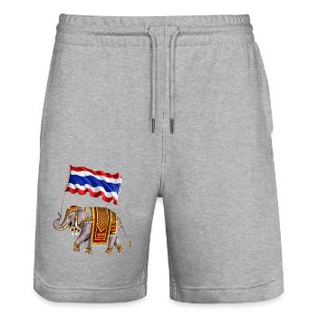 Thailand Elephant Thai Flag - Stanley/Stella Trainer Unisex Organic Jogging Shorts - heather grey - Front - Nik (191cm) & Marisol (170cm)