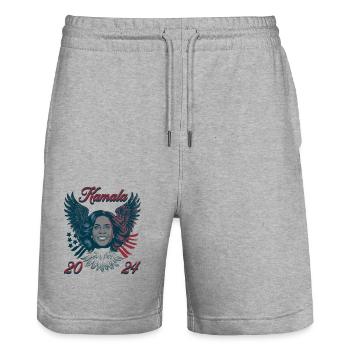 Kamala 2024 Soon Eagle - Stanley/Stella Trainer Unisex Organic Jogging Shorts - heather grey - Front - Nik (191cm) & Marisol (170cm)