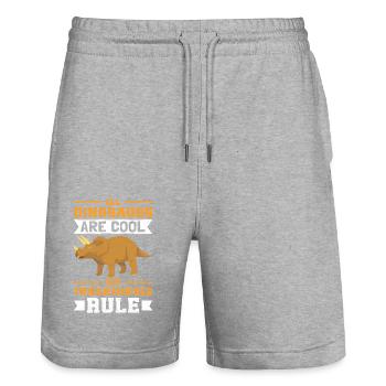Triceratops Dinosaurier Dinos Geschenk - Stanley/Stella Unisex Bio Joggingshorts Trainer  - Grau meliert - Vorne - Nik (191cm) & Marisol (170cm)