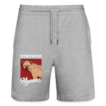 Hyène Hyène tachetée Cadeau - Short de jogging bio TRAINER Stanley/Stella unisexe - gris chiné - Devant - Nik (191cm) & Marisol (170cm)