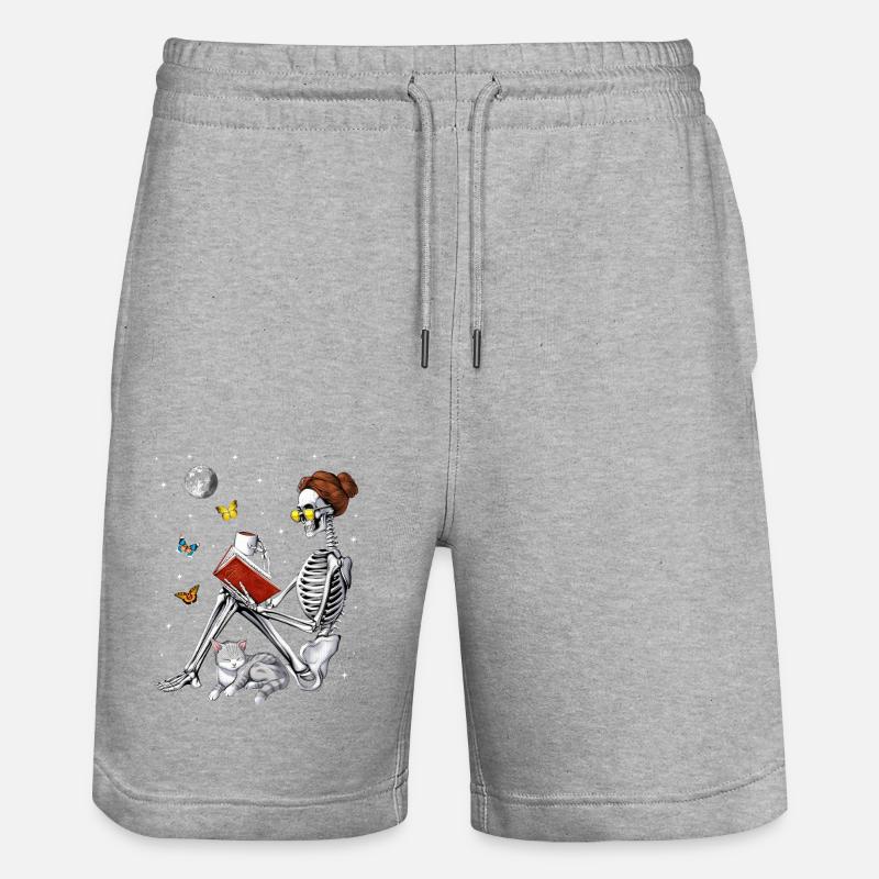 Livre de lecture squelette - Short de jogging bio TRAINER Stanley/Stella unisexe - gris chiné