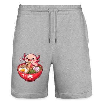 Cute Axolotl Ramen - Stanley/Stella Unisex Bio Joggingshorts Trainer  - Grau meliert - Vorne - Nik (191cm) & Marisol (170cm)