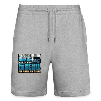Always Be A Seagull - Funny Seagulls - Stanley/Stella Trainer Unisex Organic Jogging Shorts - heather grey - Front - Nik (191cm) & Marisol (170cm)