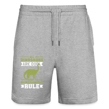 Brontosaurus Dinosaur Gift - Stanley/Stella Trainer Unisex Organic Jogging Shorts - heather grey - Front - Nik (191cm) & Marisol (170cm)