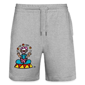 A clown - Stanley/Stella Trainer Unisex Organic Jogging Shorts - heather grey - Front - Nik (191cm) & Marisol (170cm)