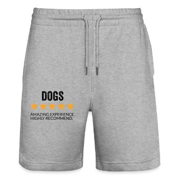 5 stars rating Dogs Funny - Stanley/Stella Trainer Unisex Organic Jogging Shorts - heather grey - Front - Nik (191cm) & Marisol (170cm)