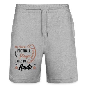 My Favorite Football Player Calls Me Auntie - Stanley/Stella Unisex Bio Joggingshorts Trainer  - Grau meliert - Vorne - Nik (191cm) & Marisol (170cm)