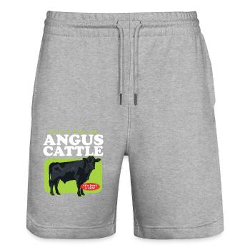 Bovins Aberdeen Bovins Angus Cadeaux Aberdeen Angus - Short de jogging bio TRAINER Stanley/Stella unisexe - gris chiné - Devant - Nik (191cm) & Marisol (170cm)