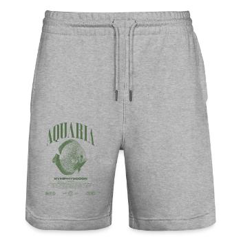 Diskus Cichlid Fish Keeper Moderne Streetwear - Stanley/Stella Unisex Bio Joggingshorts Trainer  - Grau meliert - Vorne - Nik (191cm) & Marisol (170cm)
