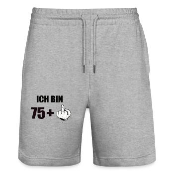 76th birthday - Stanley/Stella Trainer Unisex Organic Jogging Shorts - heather grey - Front - Nik (191cm) & Marisol (170cm)