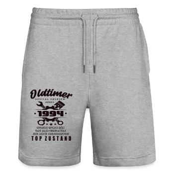Oldtimer Special Edition Model 1994 Birthday - Stanley/Stella Trainer Unisex Organic Jogging Shorts - heather grey - Front - Nik (191cm) & Marisol (170cm)