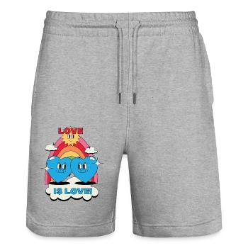 L’amour est love_blue - Short de jogging bio TRAINER Stanley/Stella unisexe - gris chiné - Devant - Nik (191cm) & Marisol (170cm)