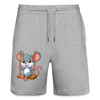 Mignon souris rat balançoires sur une aire de jeux Voiture - Short de jogging bio TRAINER Stanley/Stella unisexe - gris chiné - Devant - Nik (191cm) & Marisol (170cm)