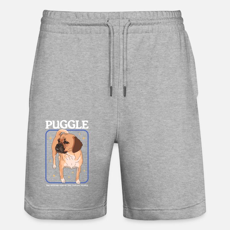 Puggle Hundebesitzer Hundehalter Geschenk - Stanley/Stella Unisex Bio Joggingshorts Trainer - Grau meliert