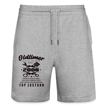 Oldtimer Special Edition Modell 2008 Geburtstag - Stanley/Stella Unisex Bio Joggingshorts Trainer  - Grau meliert - Vorne - Nik (191cm) & Marisol (170cm)