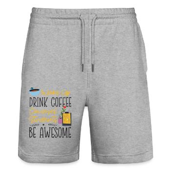 School Counselor Coffee Wake Up - Stanley/Stella Trainer Unisex Organic Jogging Shorts - heather grey - Front - Nik (191cm) & Marisol (170cm)