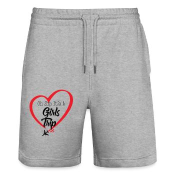 Girls Weekend Women Girls Trip - Stanley/Stella Trainer Unisex Organic Jogging Shorts - heather grey - Front - Nik (191cm) & Marisol (170cm)
