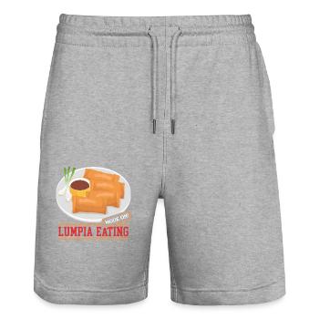 Lumpia Spring Roll Loempia Gift - Stanley/Stella Trainer Unisex Organic Jogging Shorts - heather grey - Front - Nik (191cm) & Marisol (170cm)