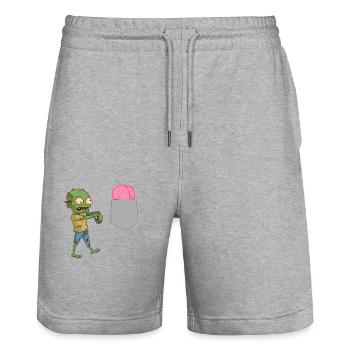Zombie cherchant son cerveau dans votre fausse poche Fun - Short de jogging bio TRAINER Stanley/Stella unisexe - gris chiné - Devant - Nik (191cm) & Marisol (170cm)