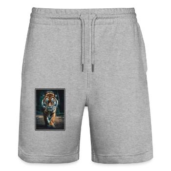 Tiger - Stanley/Stella Unisex Bio Joggingshorts Trainer  - Grau meliert - Vorne - Nik (191cm) & Marisol (170cm)