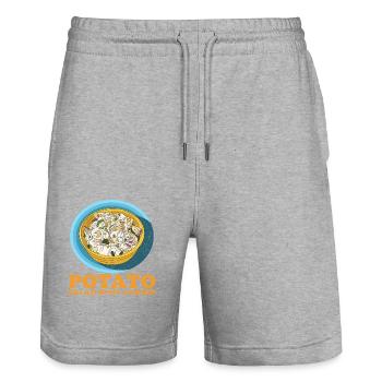 Salade de pommes de terre Cadeau de salade de pommes de terre - Short de jogging bio TRAINER Stanley/Stella unisexe - gris chiné - Devant - Nik (191cm) & Marisol (170cm)