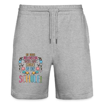Eltern Schulkind Grundschule Erste Klasse Einschul - Stanley/Stella Unisex Bio Joggingshorts Trainer  - Grau meliert - Vorne - Nik (191cm) & Marisol (170cm)
